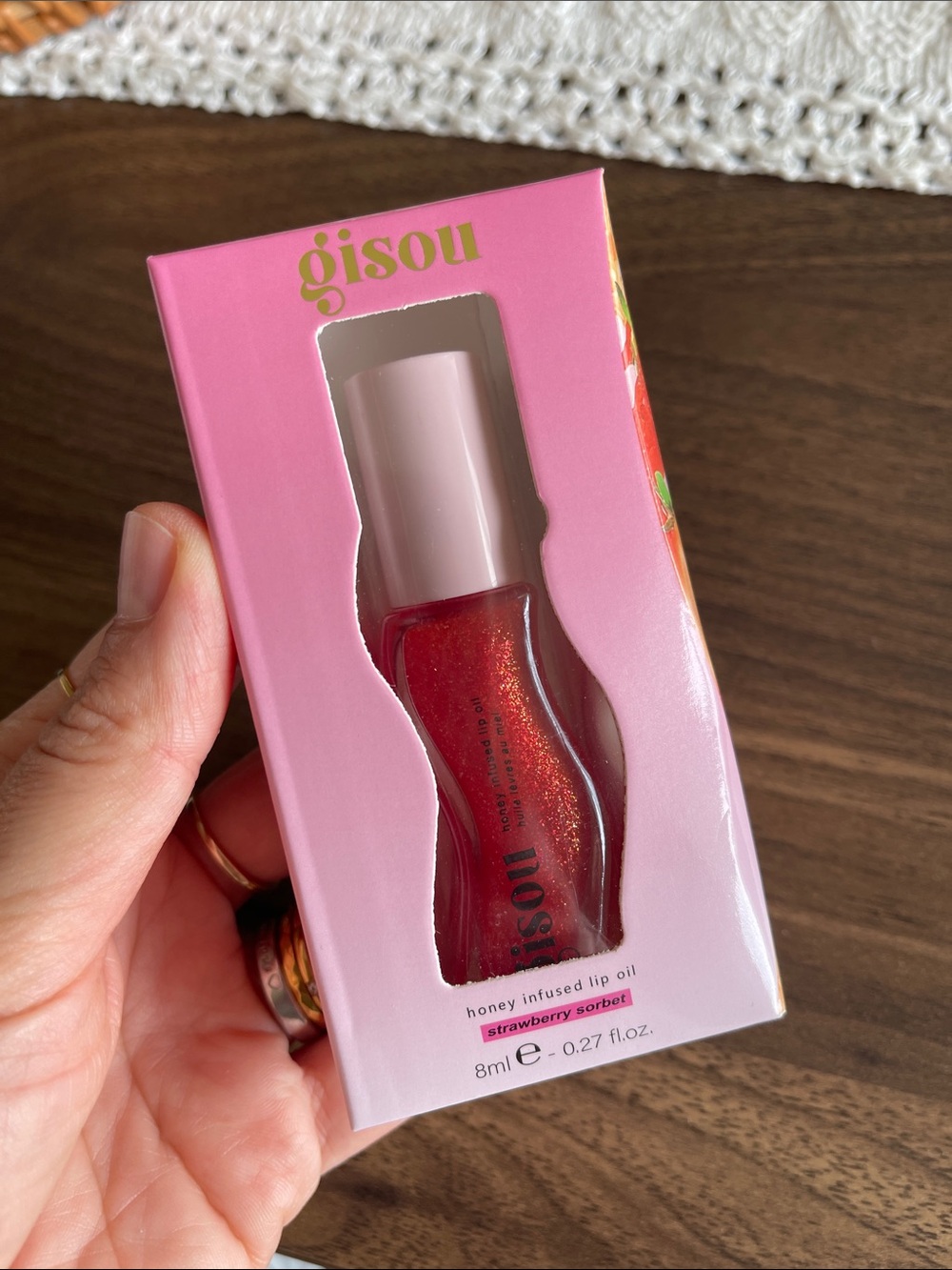Gisou Strawberry Sorbet Honey-Infused Lip Oil — Shimmery Red